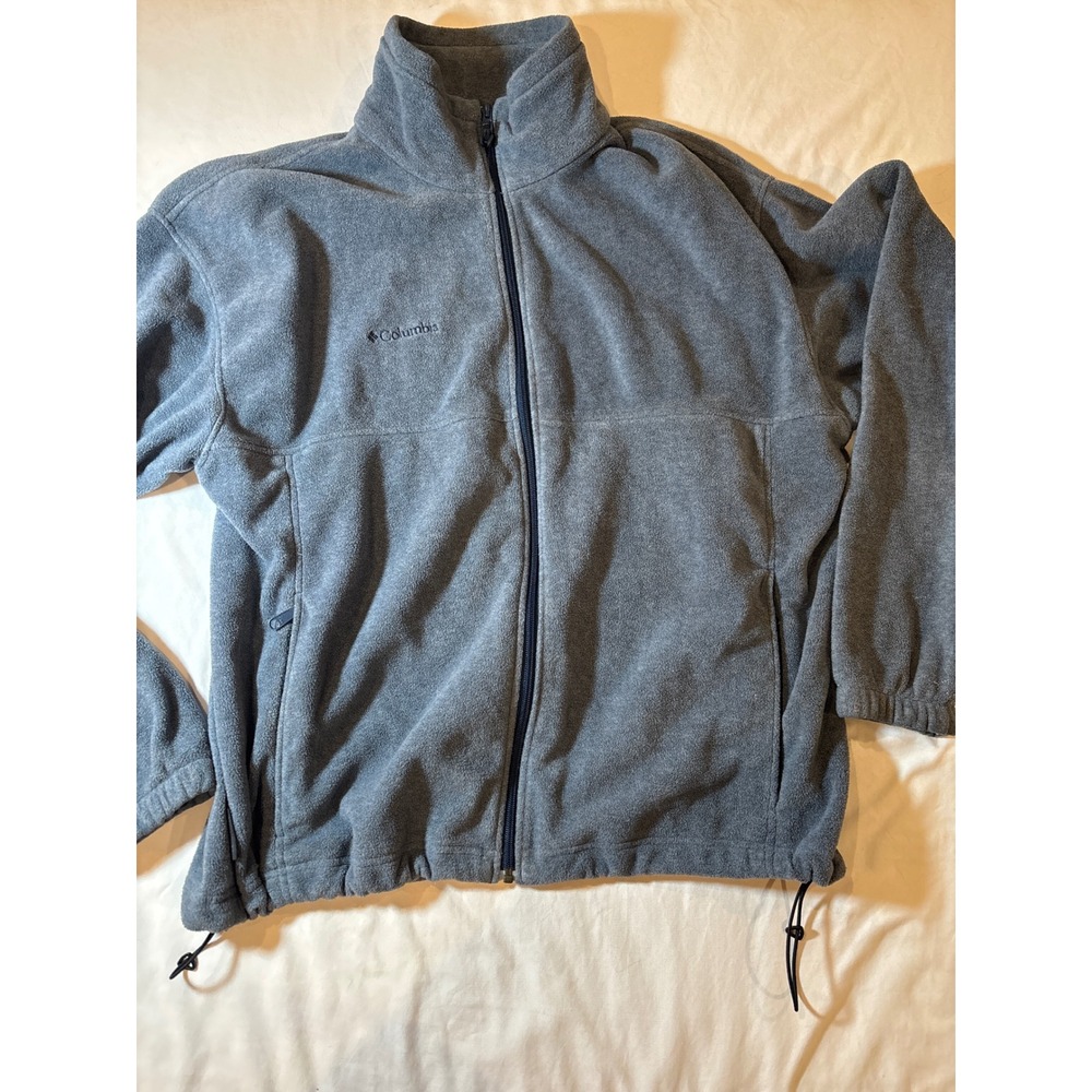 Columbia Mens XL Full Zip Fleece Jacket Gray Steens Mountain Mock Neck Soft